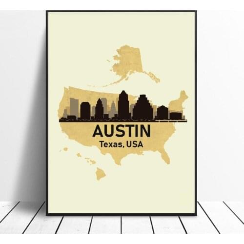 Austin USA Canvas Painting Wall Art Pictures Prints Home Decor Wall Poster Decoration for living Room
