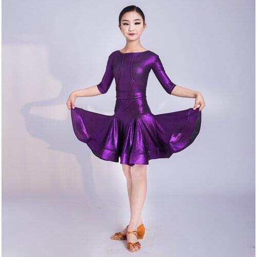 Kids Dresses For Girls Short Sleeve Latin Dance Dress Ballroom Competition Dance Dresses Stage Performance Practice Wear SL2294