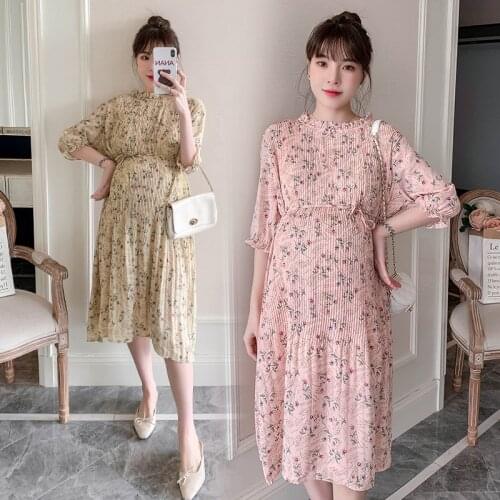 Maternity Dresses Summer Pregnancy Clothes Round Collar Half Sleeve Pregnant Womens Loose Outwear Elegant Maternity Gown