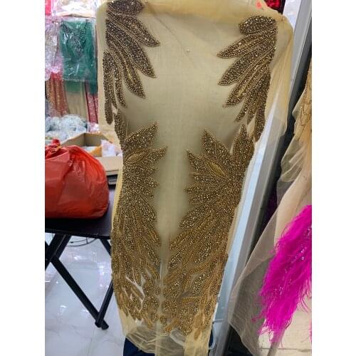 Fully Handmade Beaded Fringe necklace handmade lace tassle trim beaded appliques for wedding dresses SGTM71