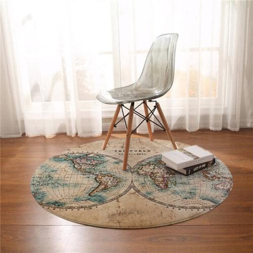 Bedding Export Sailing Rug Round Rug Nautical Anti-skid World Map Retro Floor Mat Marine Shell Brown Game Mat