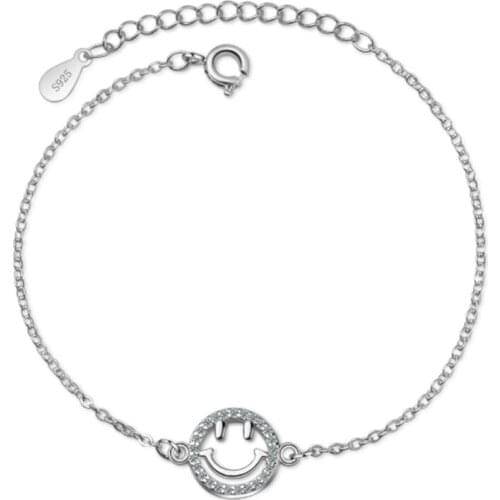 Simple personality temperament creative two-color smiley student style female silver plated bracelets JO074