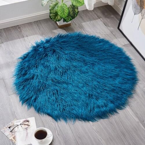 Fluffy Round Rug Carpets for Living Room Faux mongolian Fur Rugs Kids Room Plush Rugs for Bedroom Shaggy Area Rug Modern Mats