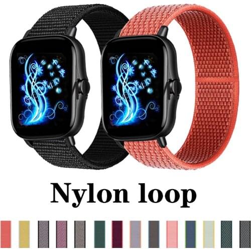 20mm/22mm Strap for amazfit GTS 2e 2 mini amazfit bip/pace stratos 2/2s/3 GTR 47mm 42mm 2/2e band Nylon Loop Bracelet