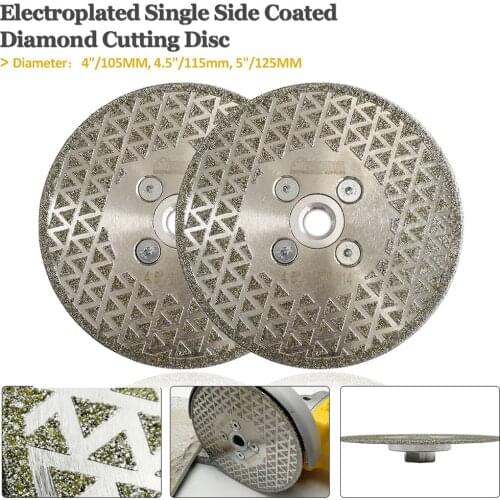 SHDIATOOL 2pcs 115mm M14 Thread Electroplated Diamond Cutting & Grinding Blade Single Side Coated Diamond Saw Disc Marble Blade