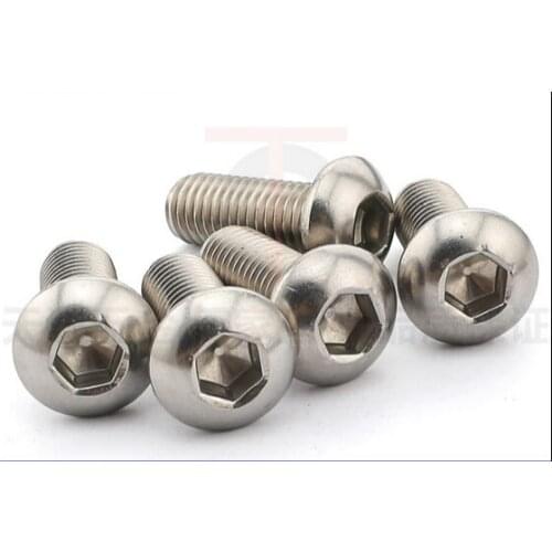 100PCS Stainless steel hex socket screws M4*25/30/35/40/45/50 mm Round head bolts mushroom head bolt