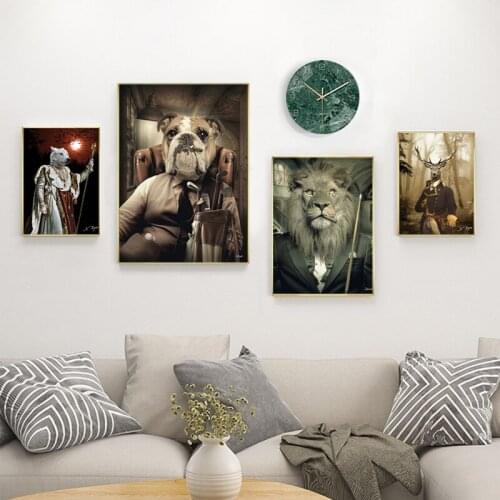 Dog Lion Goat In A Suit Boss Art Canvas Print Painting Anthropomorphic Animal Wall Picture Living Room Home Decoration Poster