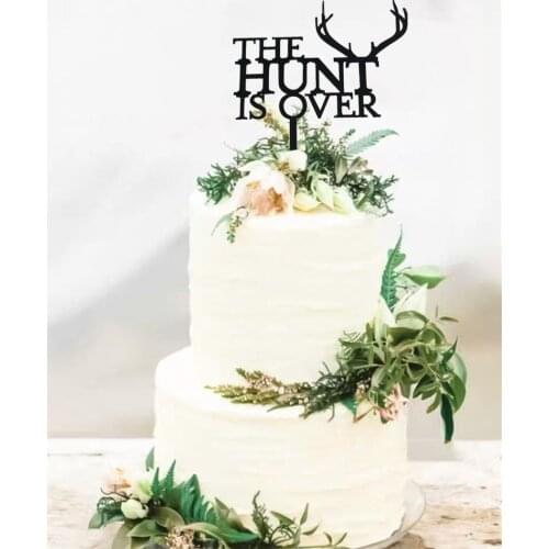 Black acrylic the hunter is over cake topper wedding engagement toppers for cake decorating