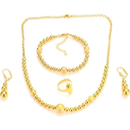 Amazing african beads jewelry set chain women Nigerian wedding gold multi layer necklace/ earring Indian jewelry sets