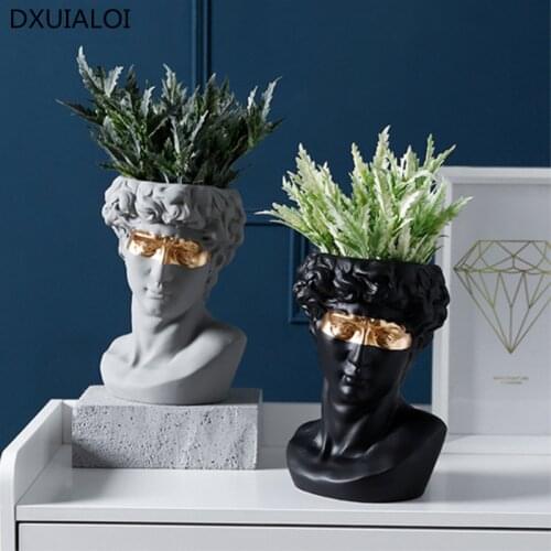 David Nordic Retro vase, Vase with Greek characters, flowers for home decoration accessories modern Resin Crafts