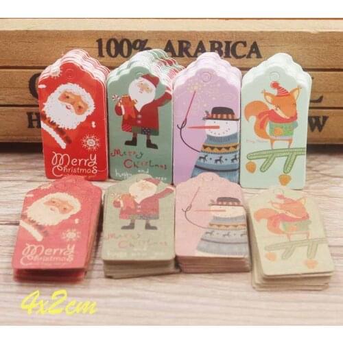 WeiYe store best seeling mini 2x4cm white /brown scallop tag 100pcs gift hang tag cardboard DIY merry christmas snow labels