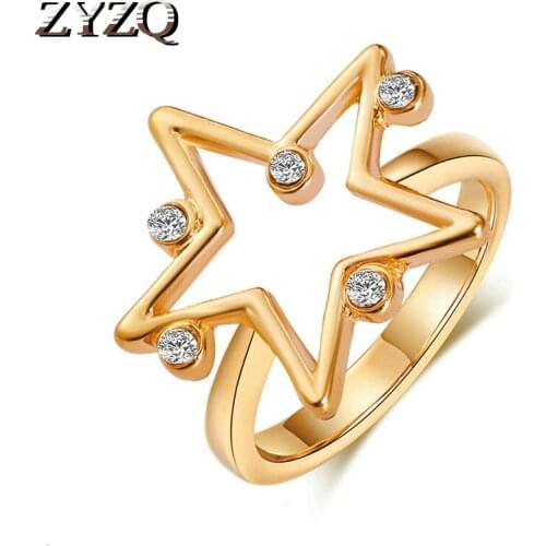 ZYZQ Creative Simple Hollow Star Ring For Women Exquisite Gold Color Valentines Day Gift Rings Jewelry Bague Femme