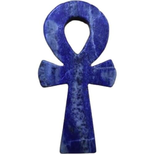 1pcs Natural crystal lapis lazuli stone Egyptian Cross womens symbolic point healing reiki