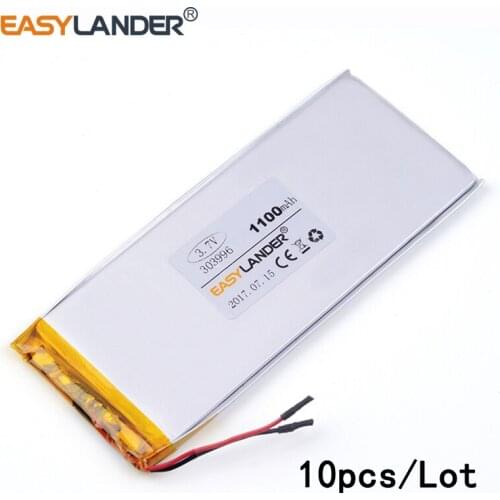 10pcs /Lot 3.7v lithium Li ion polymer rechargeable battery 303996 1100mAh rechargeable battery free shipping