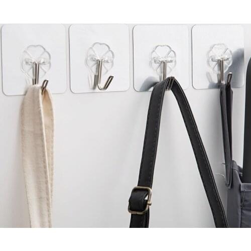 10PCS Self Adhesive Wall Hooks Hanger Rack Towel Holder Kitchen Bathroom Seamless Adhesive Storage Hanging Hooks