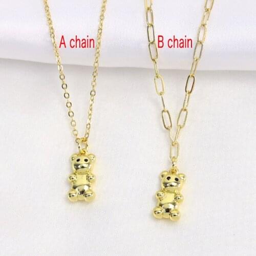 10 Pcs Balloon Cartoon Bear pendant Necklace Gold Bear Pendant necklace jewelry Necklace New design Necklace fashion 8509