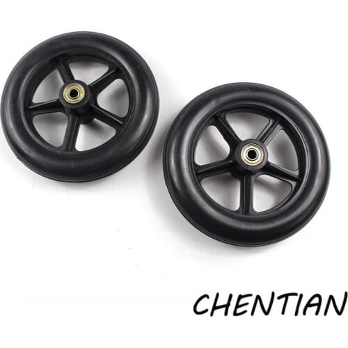 2pcs Non-slip Wheelchair Caster Wheel Replacement Parts Solid Tires Front Wheel for Wheelchairs - 7 inch 5/16 Bearing