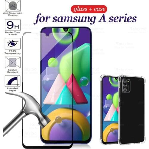 2-in-1 case For Samsung Galaxy M21 A51 a71 Tempered Glass For Samsung a51 a71 A01 A31 A10 A30 a20 A50 m30s S M21 M31 a01 Glass