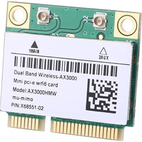 2974Mbps Wifi 6 Dual Band AX3000 Wireless Half Mini PCI-E Network Wlan Wifi Card Bluetooth 5.0 802.11ax/ac 2.4Ghz/5Ghz Adapter