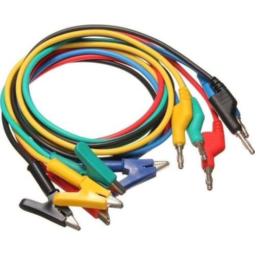 5Pcs 1M 4mm Silicone Banana Plug to Crocodile Alligator Clip Test Probe Lead Wire Cable Electrical Laboratory Dropshipping