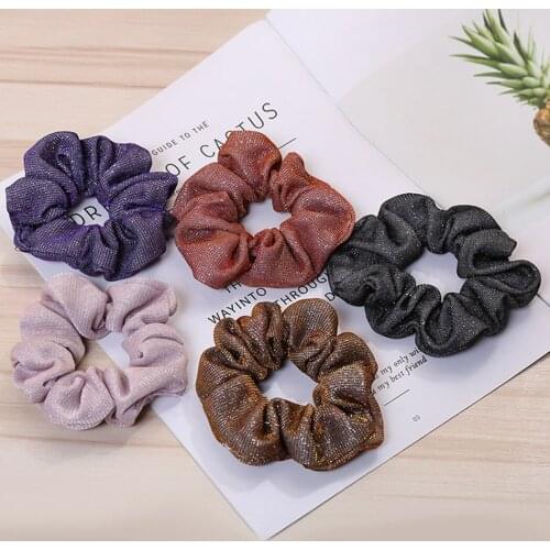 5PCS Hair Bobble Scrunchies Solid Color Elastic Hair Bands Hair Tie Scrunchies Hair Tie Rope Ponytail Holder Accessories