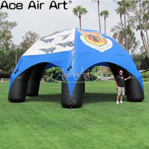 8m diameter with 6 pillars blue inflatable spider tent inflatable gazebo marquee outdoor dome tent for event