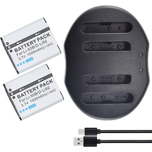 Battery(2-Pack) + USB Charger for KODAK LB-050 PixPro FZ151 FZ152 FZ201 SL10 SL25 SPZ1