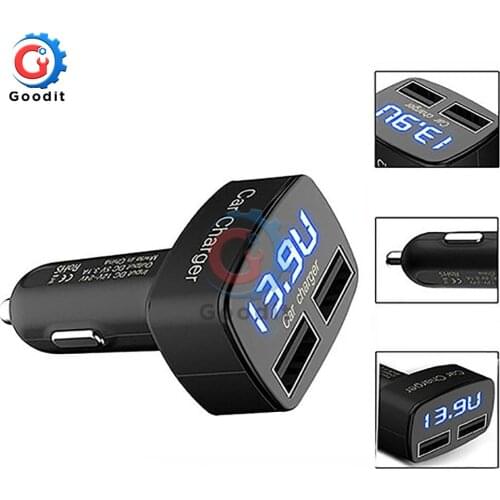 4 in 1 Car Charger Fast Dual USB Car Phone Charger Voltage Meter 3.1A Monitor USB LED Voltage Amps Internal Temperature Display