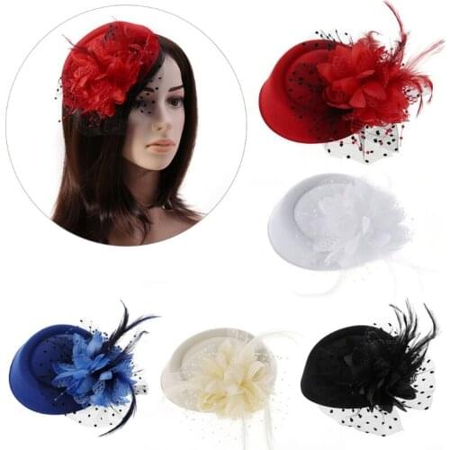 Fascinator Hats Headband Womens Feather Flower Brides Hair Accessories Wedding 85LB