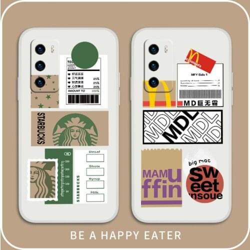 Label Illustration Phone Case For Huawei P40 P40Lite P30 P20 Mate 40 40Pro 30 20 Pro Lite P Smart 2021 Y7a Silicone Cover
