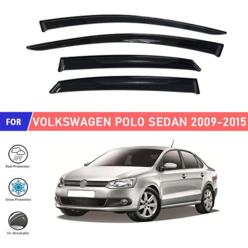 Window deflectors for Volkswagen Polo Sedan 2009- car window deflector wind guard vent sun rain visor cover car styling