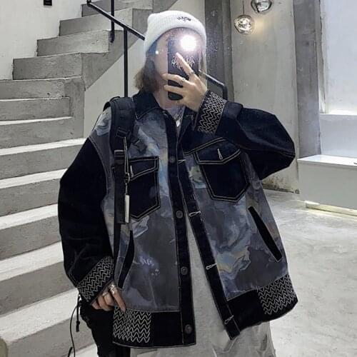 Spring Autumn Vintage Hip-Hop Tooling Denim Jackets For Women 2021 New Korean Fashion Loose Long-Sleeved Jeans Coat Tops Femme