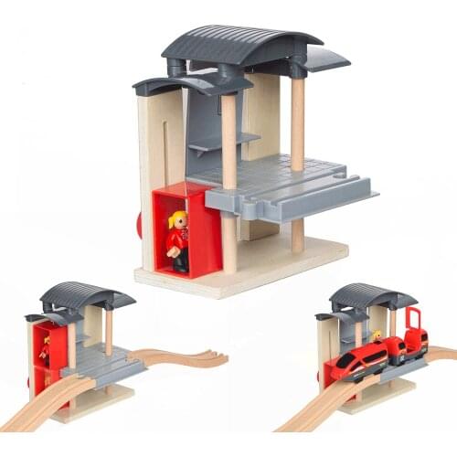 Wooden Train Station for Wooden Railway Set Train Toys Accessories Play Trains Railway Sets Parts