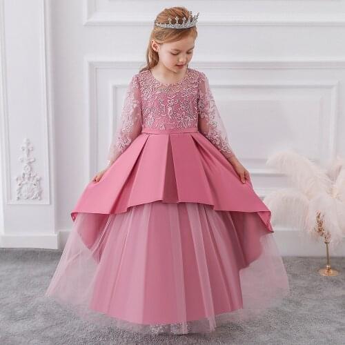 2020 Childrens Dress Princess Girls Dresses for Party and Wedding Long-sleeved Evening Dress Baby Girl Dress CHD20118