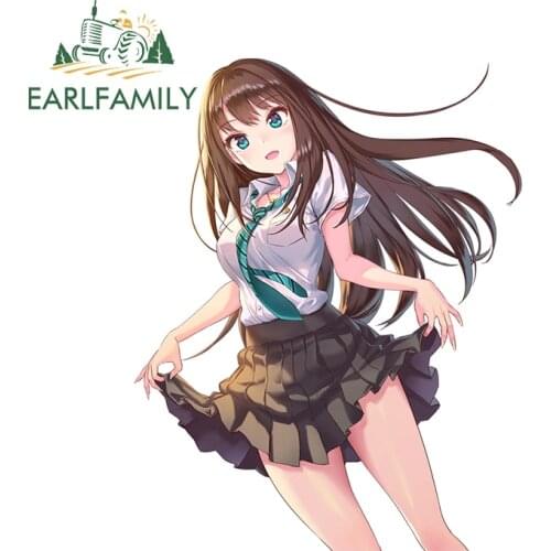 EARLFAMILY 13cm x 10.3cm for Anime Girl Vinyl Car Stickers Waterproof Motorcycle Decal Creative Surfboard Car Door Protector