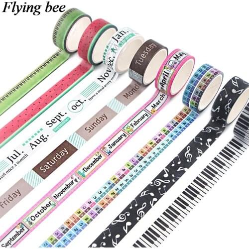 Flyingbee 15mmX5m Paper Washi Tape Watermelon Kiwi Adhesive Tape DIY Piano Music Fashion Masking Tape Kids Gifts X0859