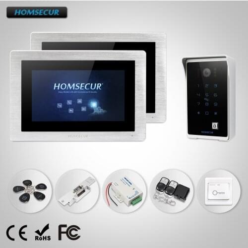 HOMSECUR 7" Wired Video&Audio Home Intercom Password Access Wide Angle for Home Security BC081 + BM714-S