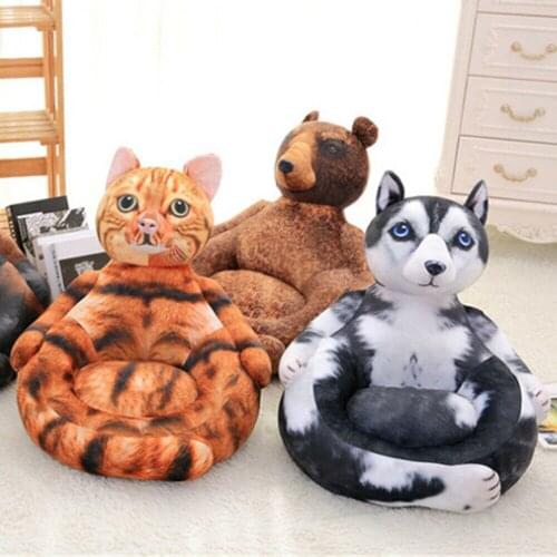 Emulational Animals Cat Dog Plush Mini Sofa Stuffed Kids Chair Husky Dogs gifts