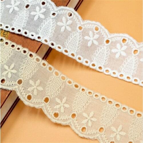 Exquisite Cotton100% Cloth Embroidered Lace Trim DIY Accessories Lace Fabric Width 3.5cm 15Yds/lot