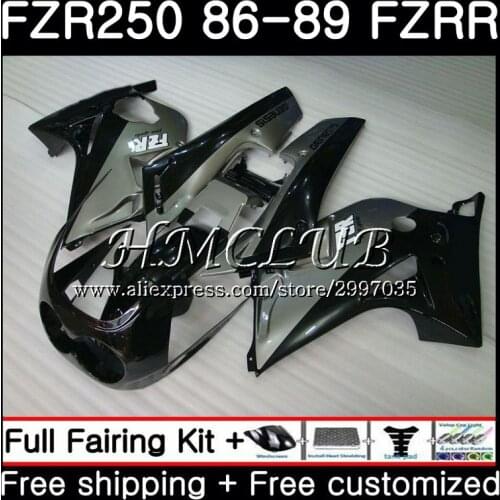 Body For YAMAHA FZRR FZR 250R FZR 250 1986 1987 1988 1989 1HC.4 FZR250RR Silver black FZR250R FZR-250 FZR250 86 87 88 89 Fairing