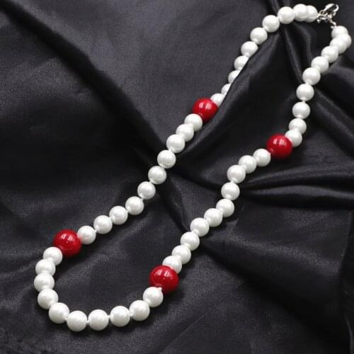 Creative Handmade Simulated Pearl Necklace for Women Jewelry 8mm Glass Pearls Artificial Coral Chain Necklaces Chokers 18" A669