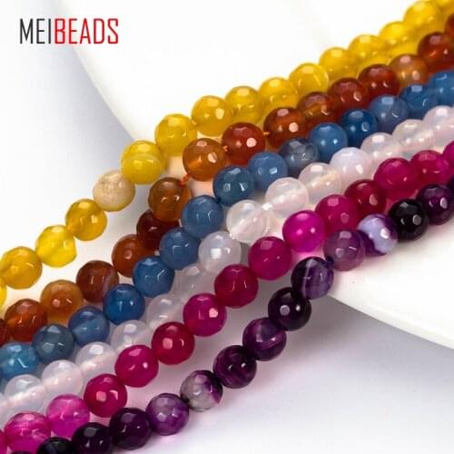 MEIBEADS Natural Stone Multifaceted Round Shape Colorful Natural Stone Beads Accessories Fit Bracelet DIY Jewelry Making EY5212
