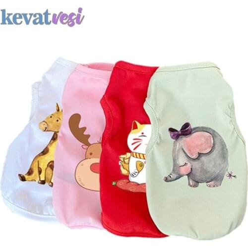 Cute Pet Dog Vest Animal Pattern Dog Clothes Summer Soft Solid Color Printing Dog Clothes Breathable Pet Puppy Dog Shirt