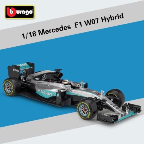 BBurago Diecast 1:18 Scale Simulator Mercedes Benz W07 Formula One Model Car Metal F1 Car Racing Alloy Toy Car For Collection