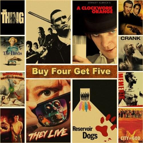 24 Styles Wall Art Decor for Home Bar Cafe House Horror Movie Collection Picture Kraft Paper Poster Retro Posters and Prints