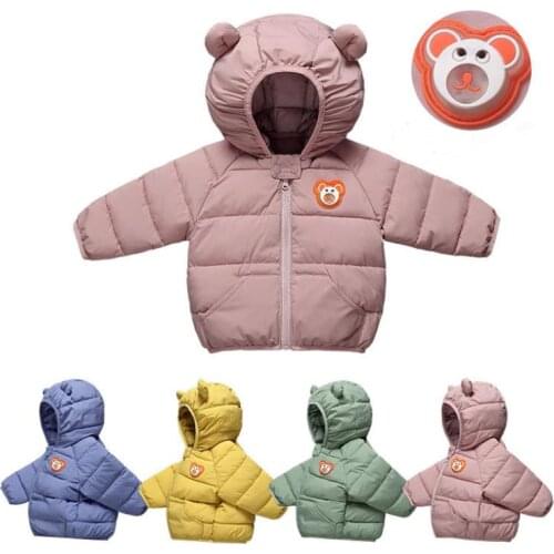 New Baby Girls Down Jacket Kids Boys Fashion Coats With Ear Hoodie Winter Clothes Infant Clothing ChildrenS Jackets1- 5Y