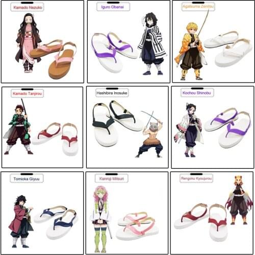 Demon Slayer: Kimetsu no Yaiba Kamado Tanjirou Kamado Nezuko Kanroji Mitsuri Rengoku Kyoujurou shoes cosplay Iguro Obanai Boots