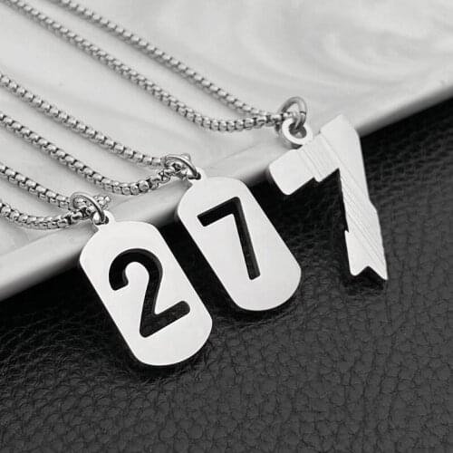 Fashion lucky number 7 pendant titanium steel necklace men and women wild hip-hop couple necklace