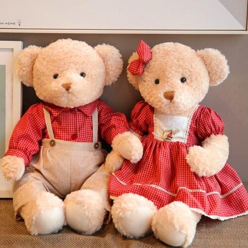 Teddy Bear Plush Toys Couple Bears with Dress Stuffed Dolls Wedding Valentines Friends Birthday Gift Christmas Gift for Girls
