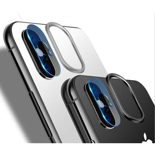 Full Cover Aluminum Alloy Camera Ring Back Camera Lens Tempered Glass Screen Protector for iPhone 7 8 Plus X XR XS Max Film